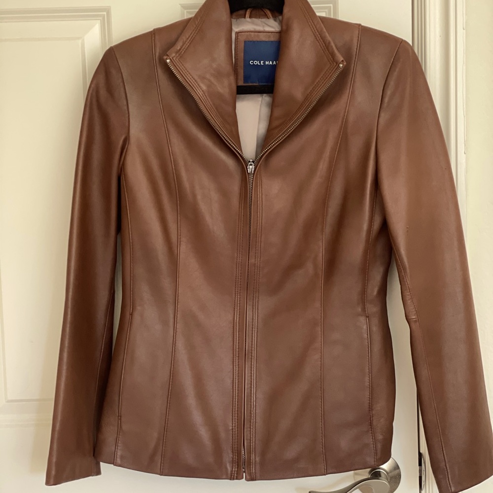 Cole Haan Mocha Brown Leather Jacket - worn once!